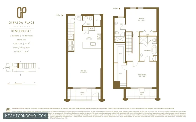 Giralda Place floor plan Residence C1 · 2 bedrooms