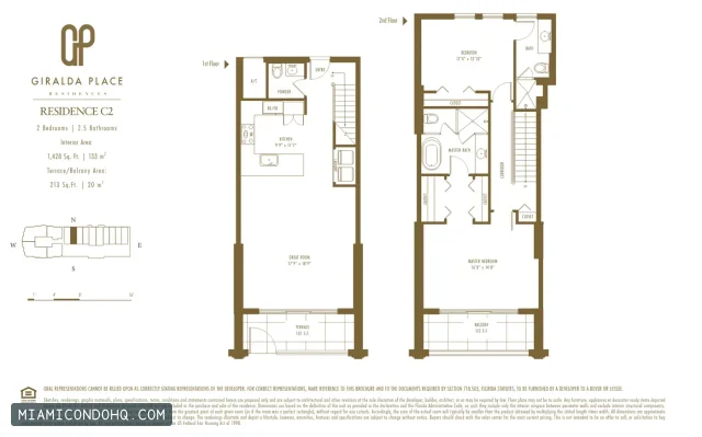 Giralda Place floor plan Residence C2 · 2 bedrooms
