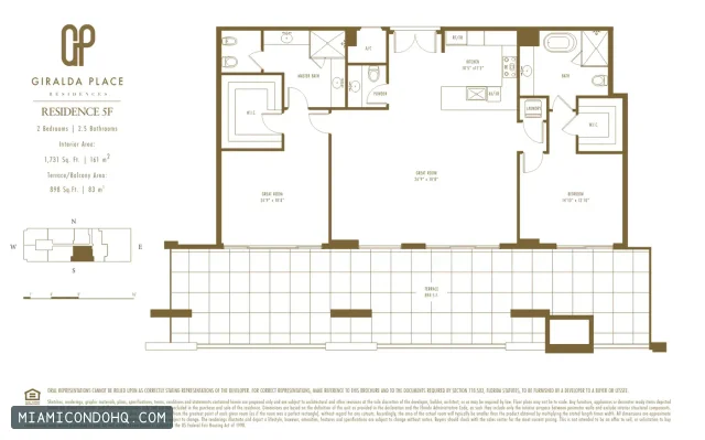 Giralda Place floor plan Residence 5F · 2 bedrooms