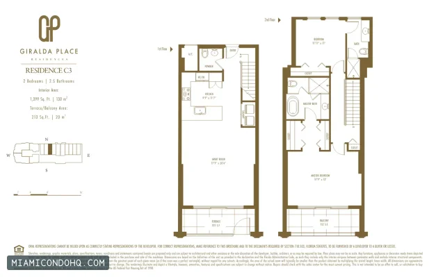 Giralda Place floor plan Residence C3 · 2 bedrooms