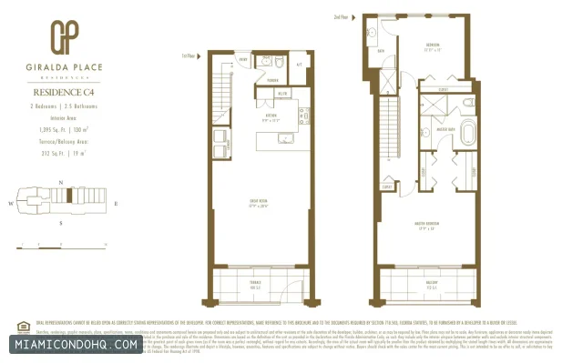 Giralda Place floor plan Residence C4 · 2 bedrooms