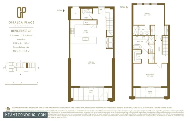 Giralda Place floor plan Residence C6 · 2 bedrooms