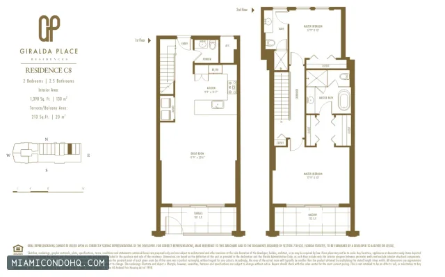 Giralda Place floor plan Residence C8 · 2 bedrooms