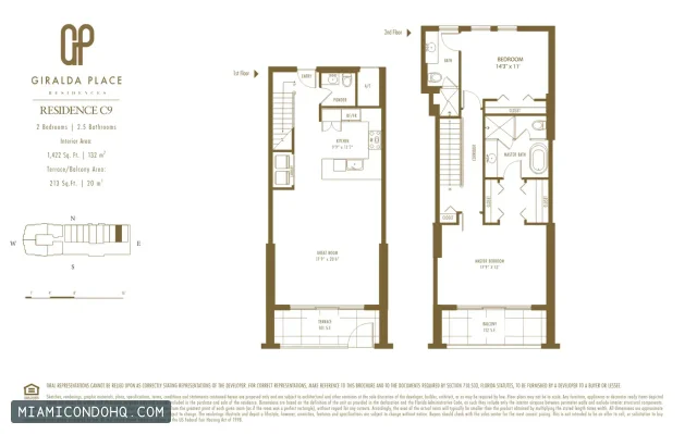 Giralda Place floor plan Residence C9 · 2 bedrooms