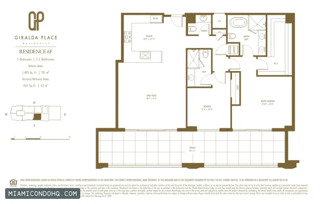Giralda Place floor plan Residence 6F · 2 bedrooms