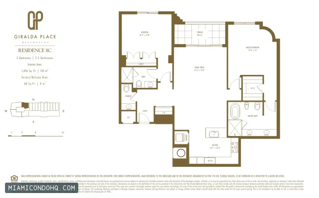 Giralda Place floor plan Residence 8C · 2 bedrooms