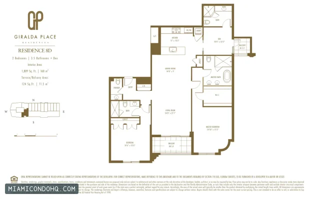 Giralda Place floor plan Residence 8D · 2 bedrooms
