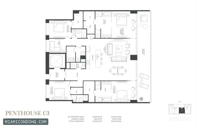 Gran Paraiso floor plan Penthouse 03 · 4 bedrooms