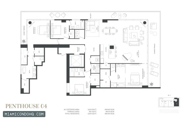Gran Paraiso floor plan Penthouse 04 · 4 bedrooms