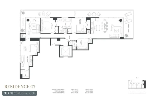Gran Paraiso floor plan Residence 07 · 1 bedroom