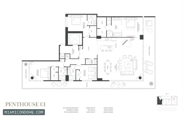 Gran Paraiso floor plan Penthouse 01 · 4 bedrooms