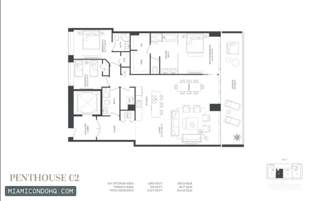 Gran Paraiso floor plan Penthouse 02 · 3 bedrooms
