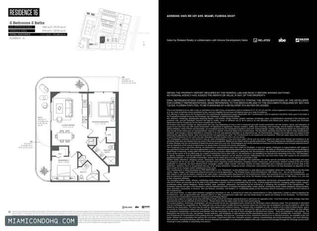 Hyde Midtown Miami floor plan Residence 16 · 2 bedrooms
