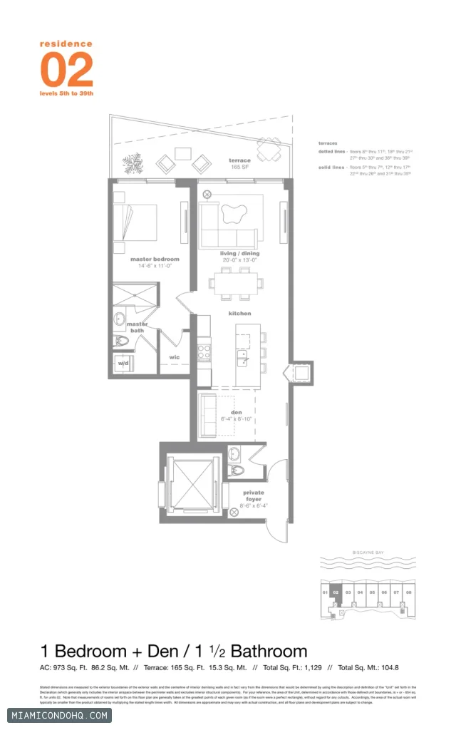 Icon Bay floor plan 1 bedroom