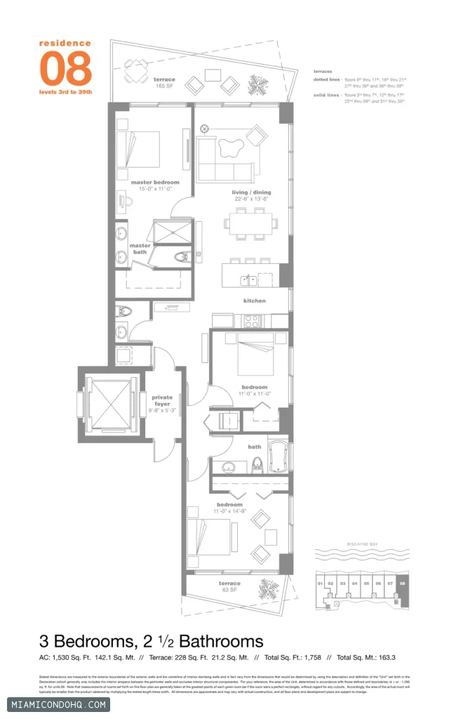 Icon Bay floor plan 3 bedrooms