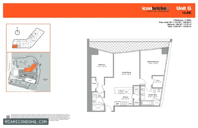 Icon Brickell I floor plan 2 bedrooms