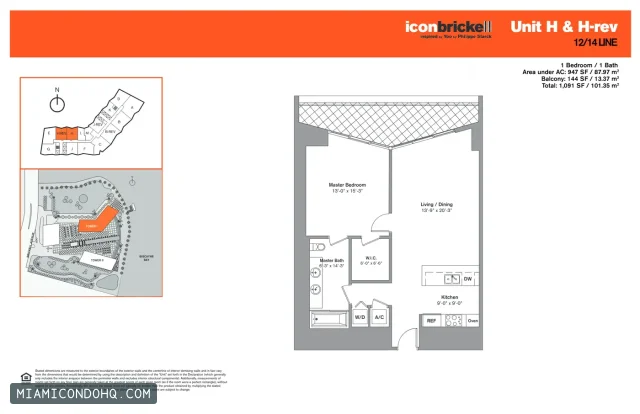 Icon Brickell I floor plan 1 bedroom