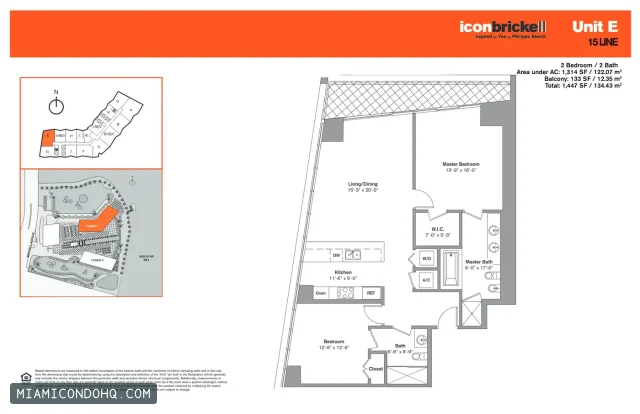 Icon Brickell I floor plan 2 bedrooms