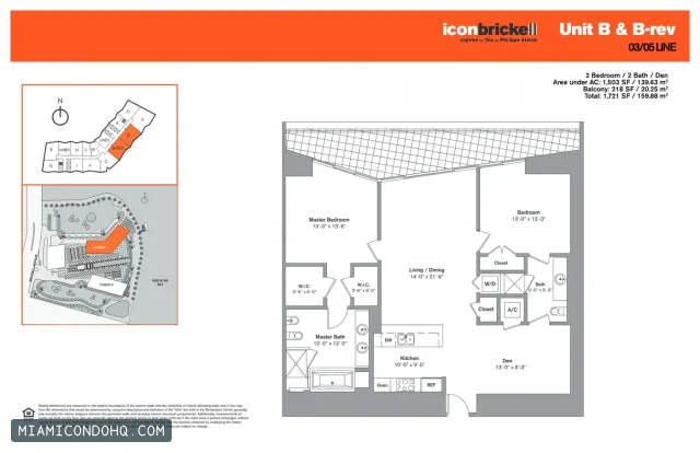 Icon Brickell I floor plan 2 bedrooms