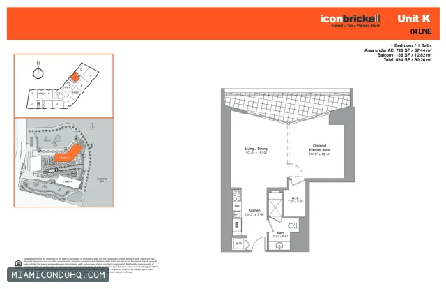 Icon Brickell I floor plan 1 bedroom