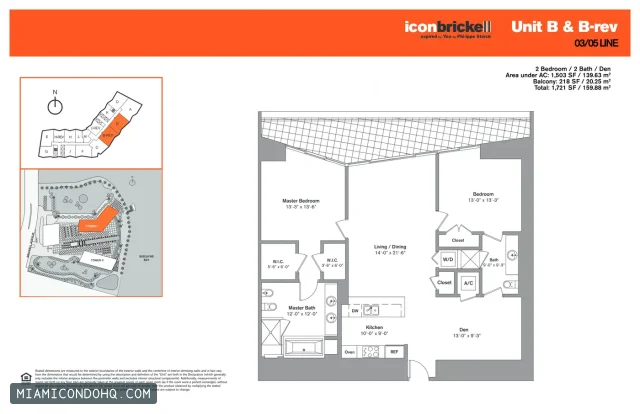 Icon Brickell I floor plan 2 bedrooms