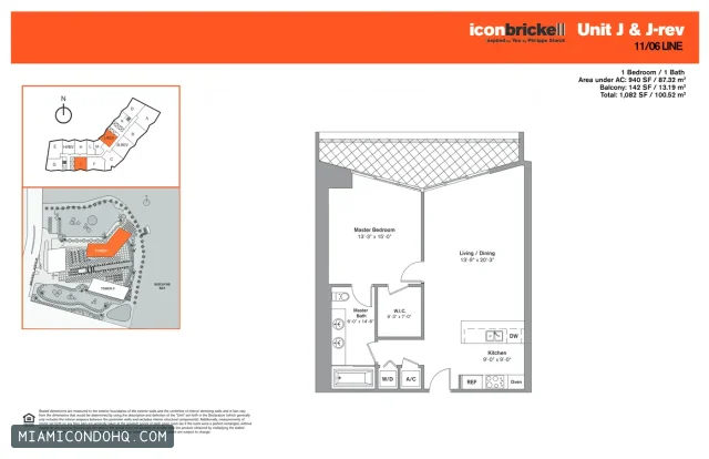 Icon Brickell I floor plan 1 bedroom