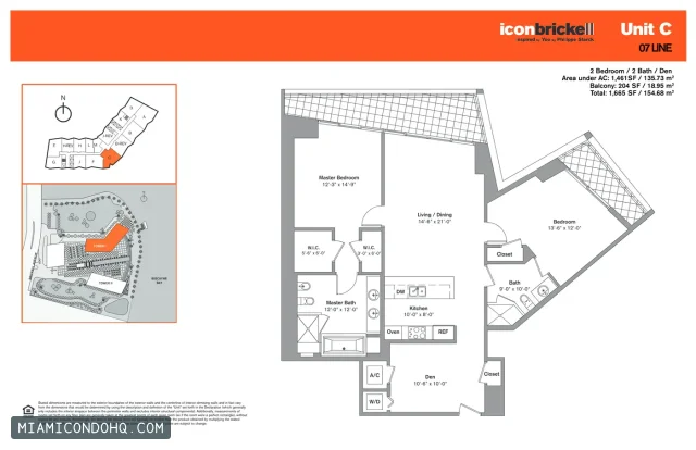 Icon Brickell I floor plan 2 bedrooms