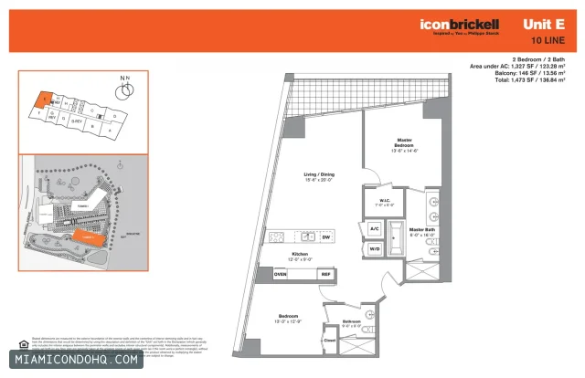 Icon Brickell II floor plan 2 bedrooms