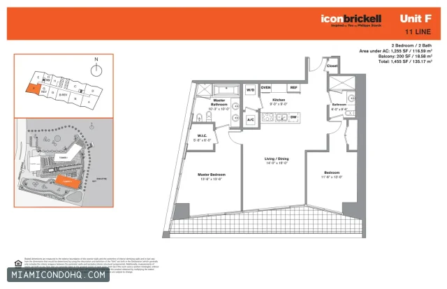 Icon Brickell II floor plan 2 bedrooms