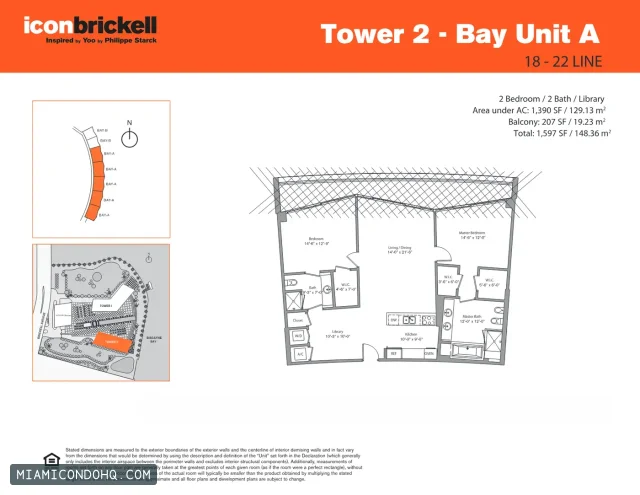 Icon Brickell II floor plan 2 bedrooms