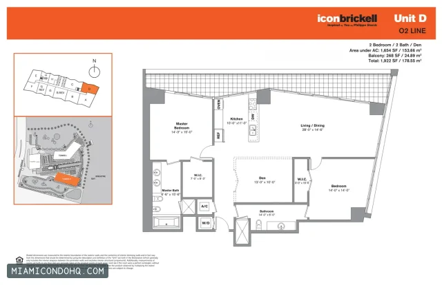 Icon Brickell II floor plan 2 bedrooms