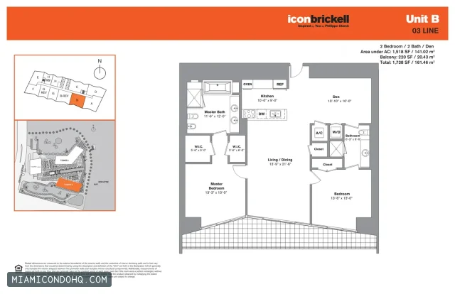Icon Brickell II floor plan 2 bedrooms