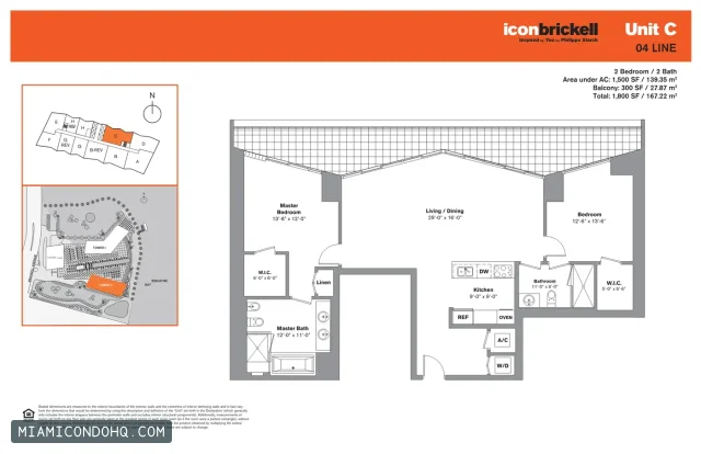 Icon Brickell II floor plan 2 bedrooms