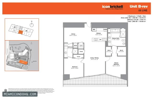 Icon Brickell II floor plan 2 bedrooms