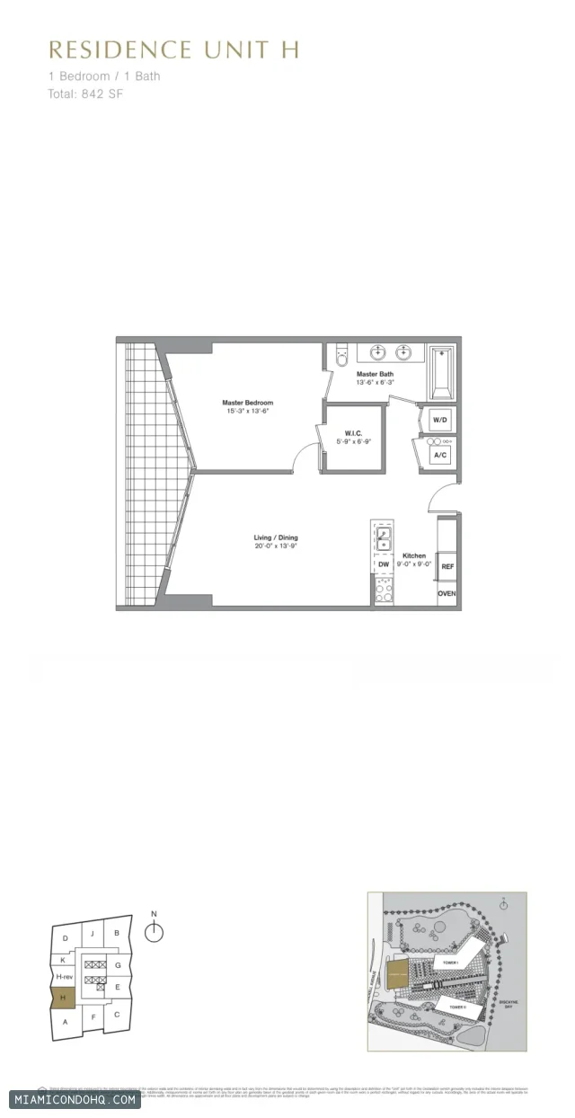 Icon Brickell III (W Miami) floor plan 1 bedroom