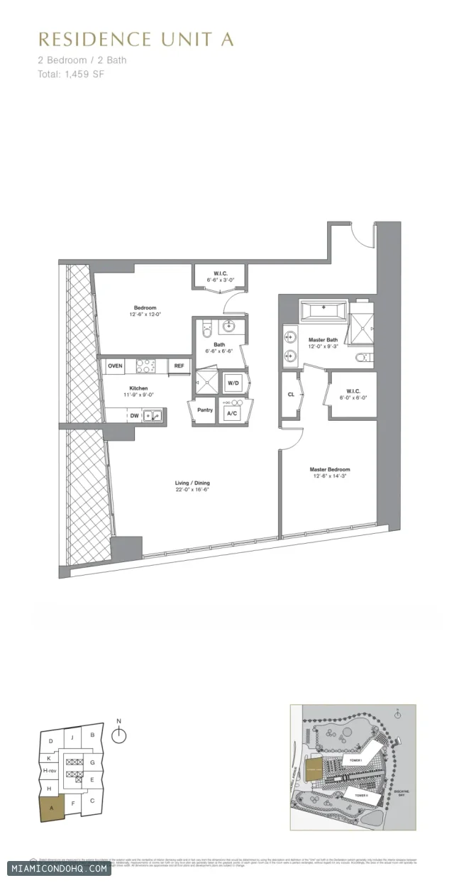 Icon Brickell III (W Miami) floor plan 2 bedrooms