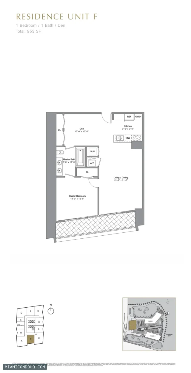 Icon Brickell III (W Miami) floor plan 1 bedroom