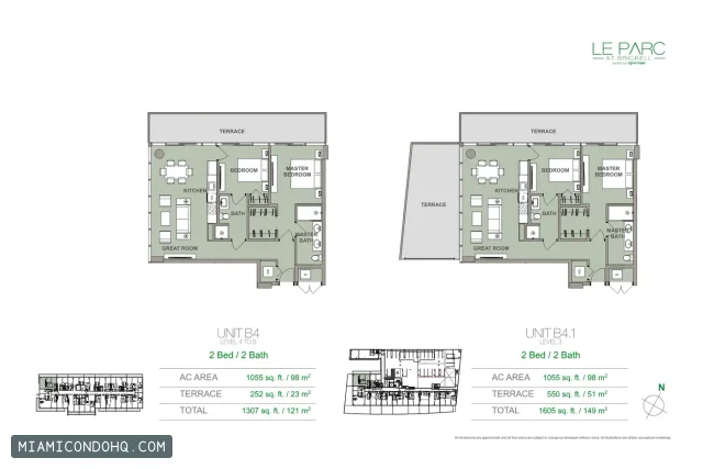 Le Parc at Brickell floor plan Unit B4 · 2 bedrooms