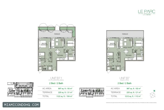 Le Parc at Brickell floor plan Unit B7 · 2 bedrooms
