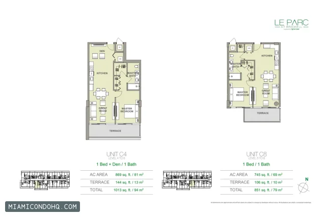 Le Parc at Brickell floor plan Unit C4 · 1 bedroom