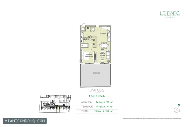 Le Parc at Brickell floor plan Unit C8 · 1 bedroom