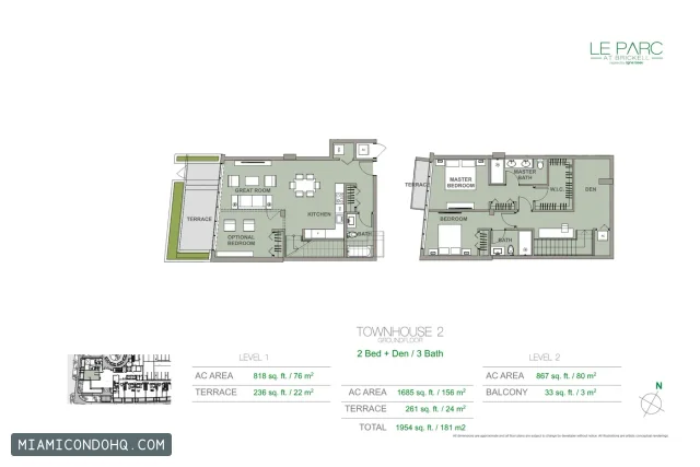 Le Parc at Brickell floor plan 2 bedrooms