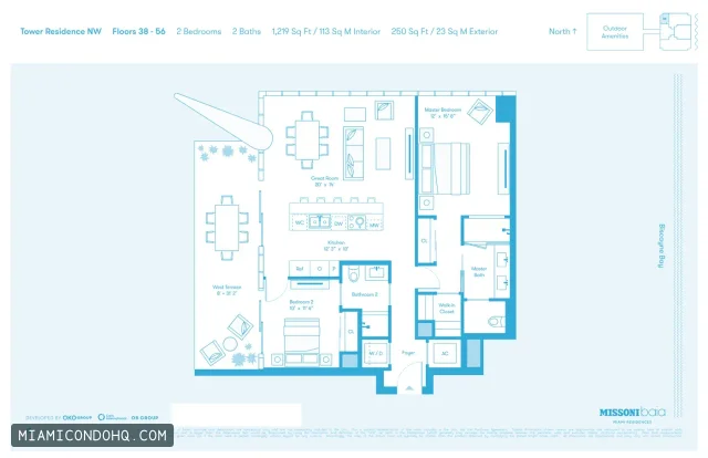 Missoni Baia floor plan 2 bedrooms