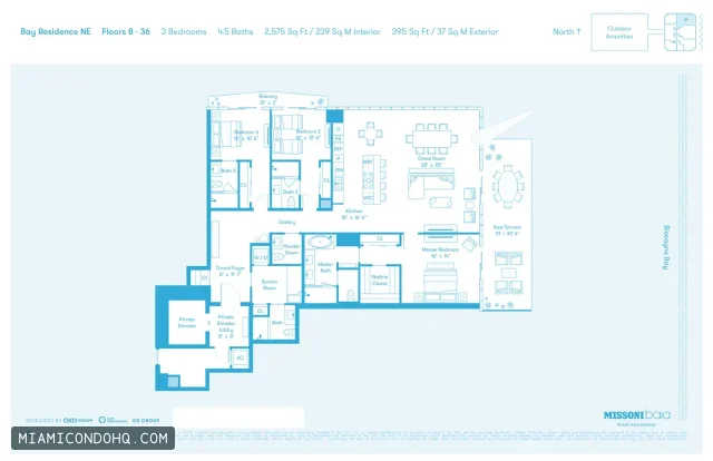Missoni Baia floor plan 3 bedrooms