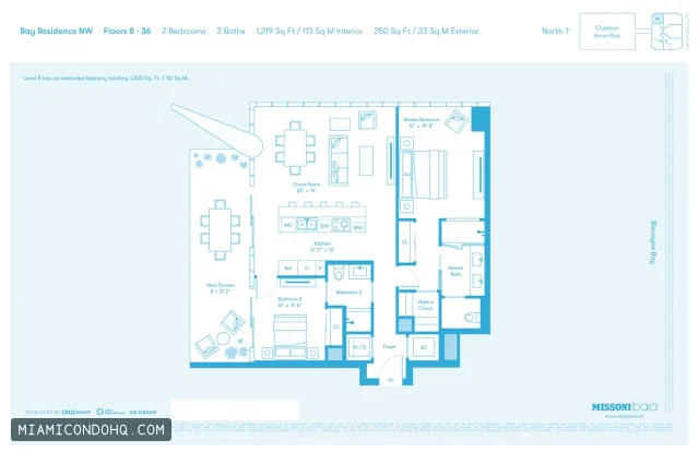 Missoni Baia floor plan 2 bedrooms