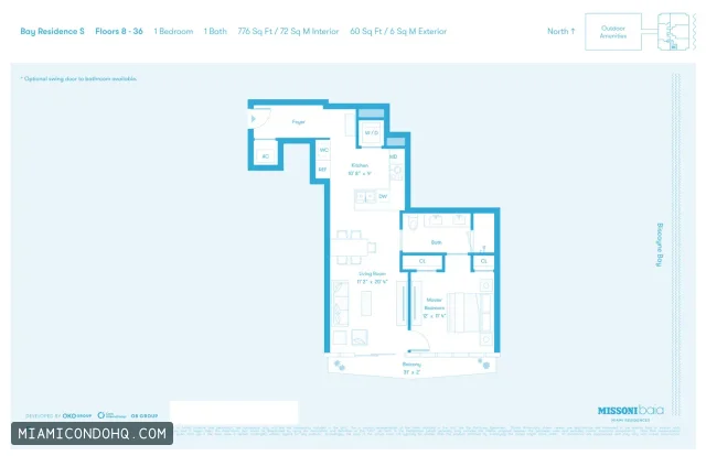 Missoni Baia floor plan 1 bedroom