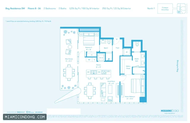 Missoni Baia floor plan 2 bedrooms