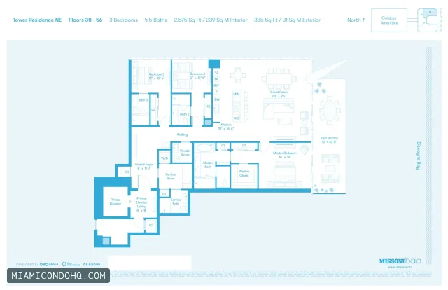 Missoni Baia floor plan 3 bedrooms