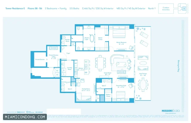 Missoni Baia floor plan 2 bedrooms