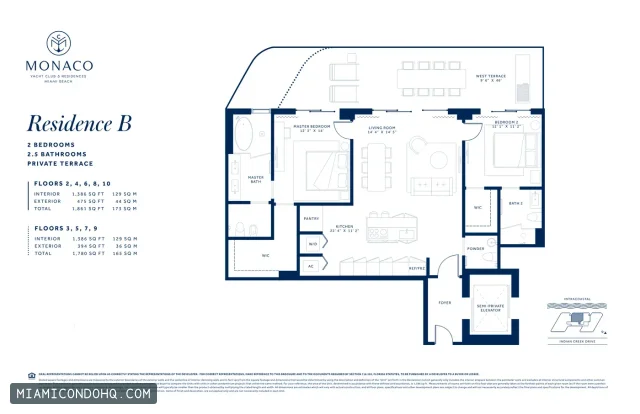 Monaco Yacht Club & Residences floor plan 2 bedrooms